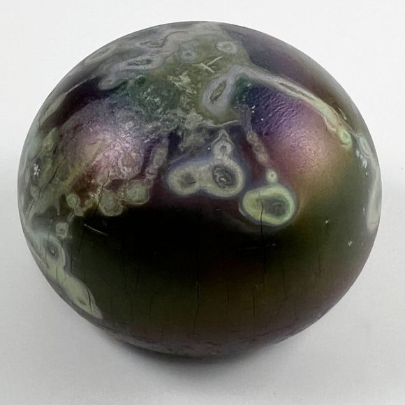 Modernist Robert Coleman RC Abstract Studio Art Glass Iridescent Purple Paperwei - Picture 2 of 6